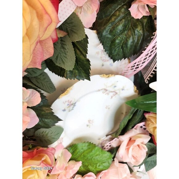 Pink Artificial Floral Wreath With Roses & Lilies For Home Decor - Picture 3 of 15